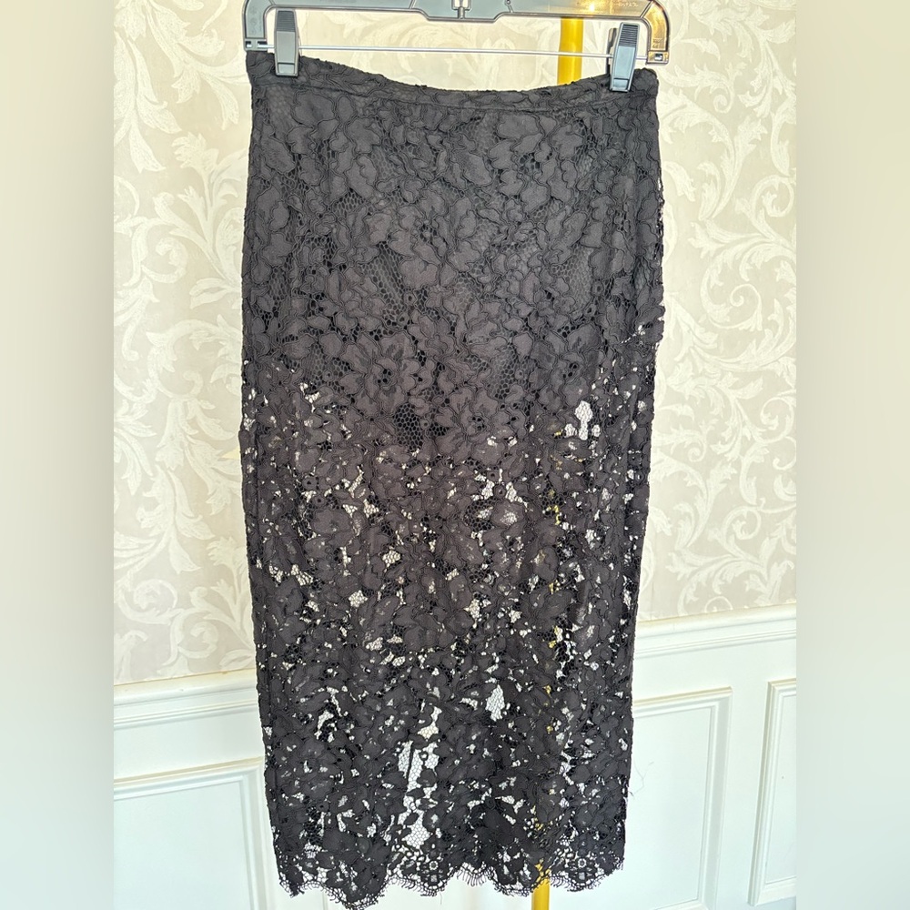 MAJORELLE Black Lace Pencil Skirt